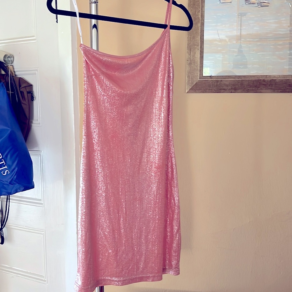 Shein S cocktail dress pink shimmer size small